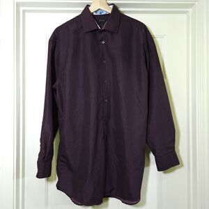 Linea Uomo Mens Shirt Long Sleeve Button Front Purple Blue Size 16 1/2  - 32/33